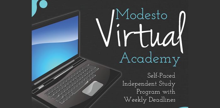 Modesto Virtual Academy News Banner advertising Registration for the 2023-2024 School Year