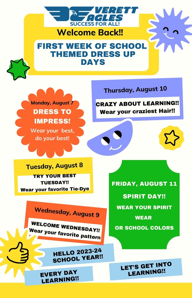 First Week of School Theme Dress Up Catherine Everett Elementary School