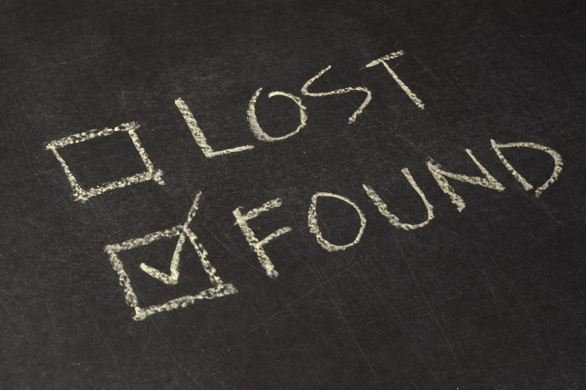 chalkboard that says lost and found