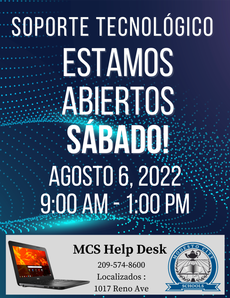 08/06/2022 Technology MCS Help Desk Open social media post (Spanish)