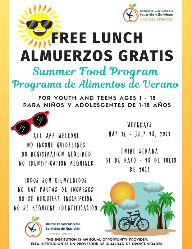 Free Lunch Summer Food Program Modesto City Schools