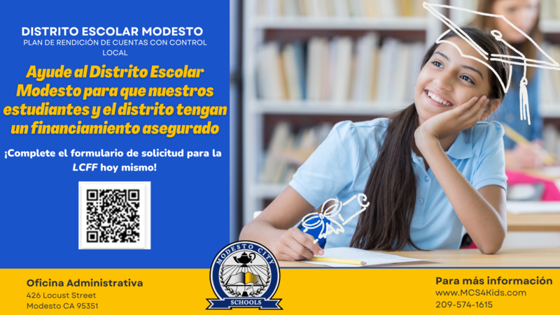 Ayuda al Distrito Escolar Modesto para que nuestros estudiantes y el distrito tengan un financiamiento asegurado